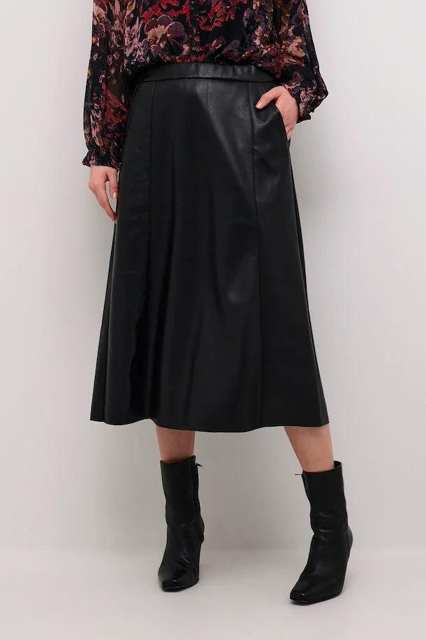 Ariana Leatherette Skirt - Pitch Black