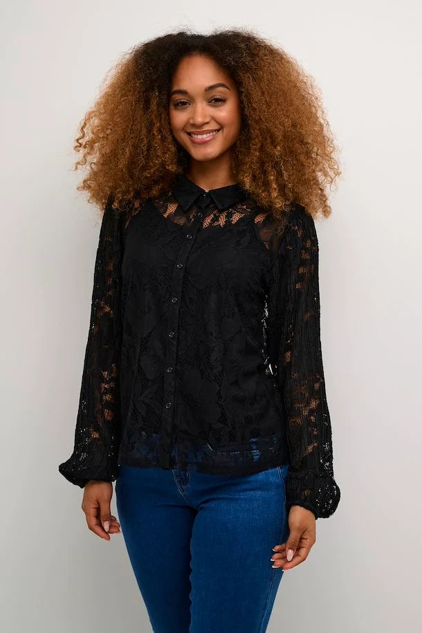 Kanni Lace Shirt - Pitch Black