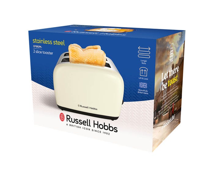 Stainless Steel Toaster 2 Slice - Cream