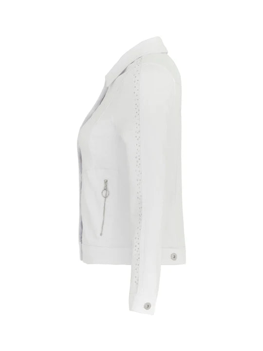 Rhinestone Sleeves Jacket - White