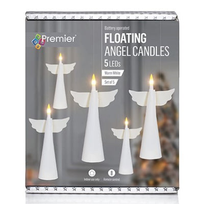 Set of 5 15cm White Floating Angels