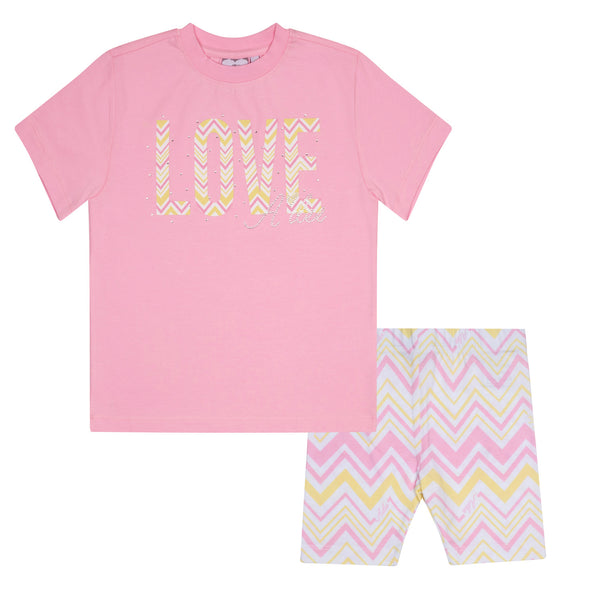 Loraine Chevron Cycling Short Set - Pink Fairy