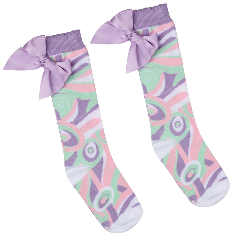 Noelle Pastel Print Knee High Sock - Lilac