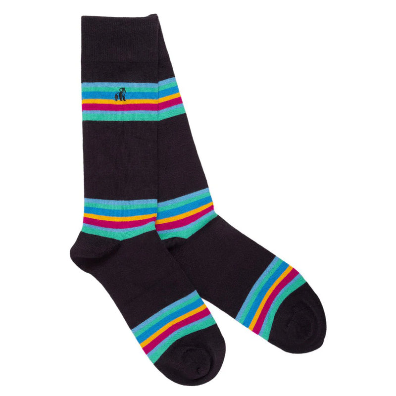 Bold Striped Socks - Navy