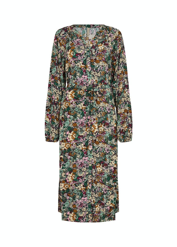 Tasia All Over Print Dress - Shady Green