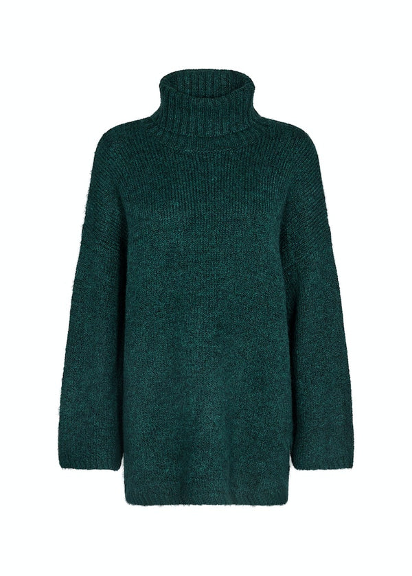 Gunna 6 Polo Neck Jumper - Shady Green Melange