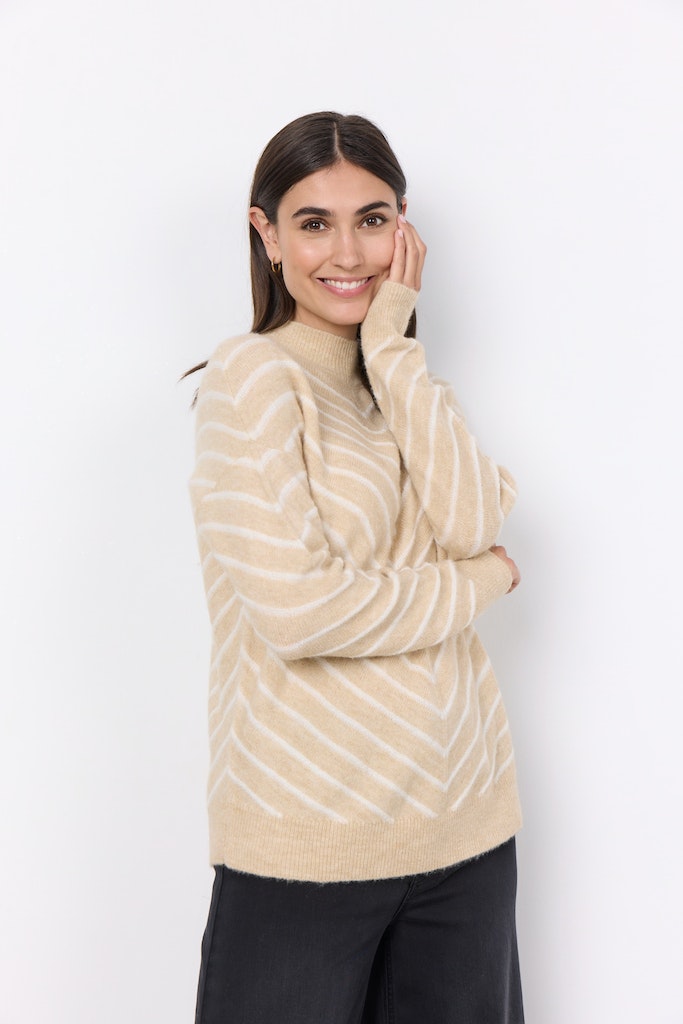 Nessie 53 High Neck Jumper - Sand Melange