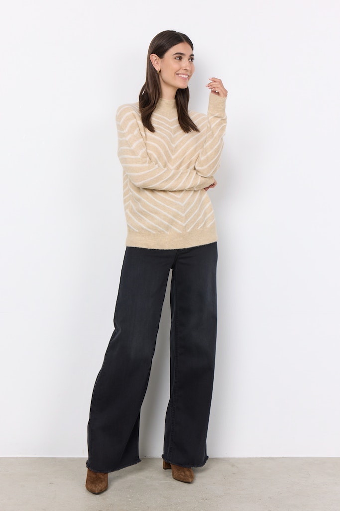 Nessie 53 High Neck Jumper - Sand Melange