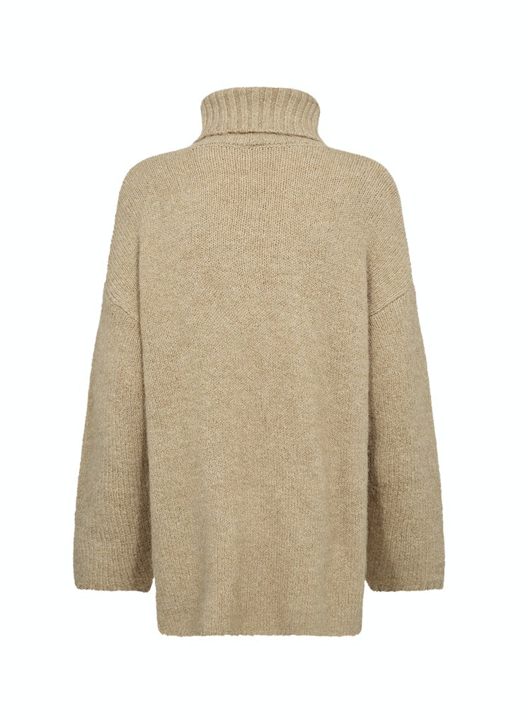 Gunna 6 Polo Neck Jumper - Sand Melange