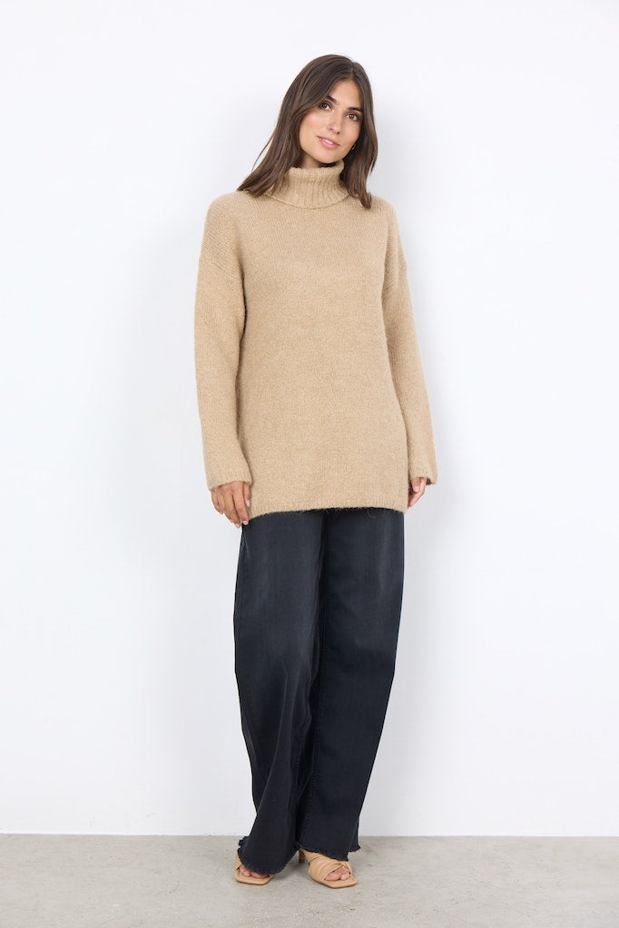 Gunna 6 Polo Neck Jumper - Sand Melange