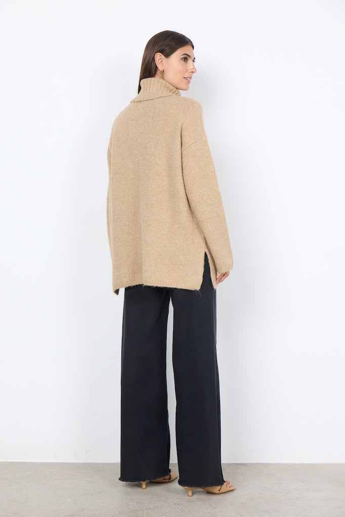 Gunna 6 Polo Neck Jumper - Sand Melange