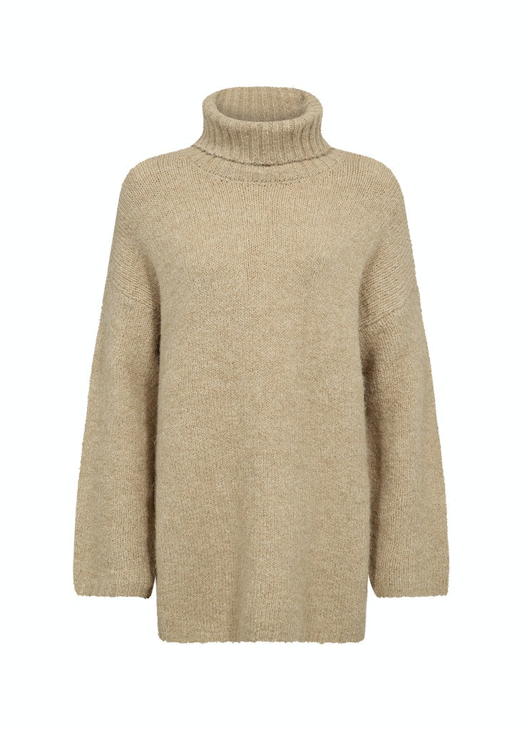 Gunna 6 Polo Neck Jumper - Sand Melange