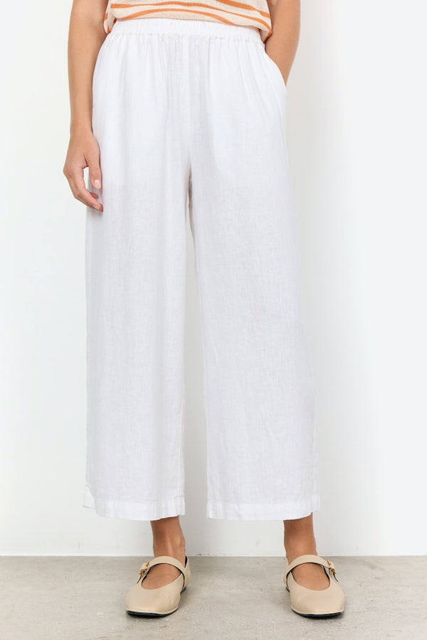 Ina Linen Mix Crop Trouser - White
