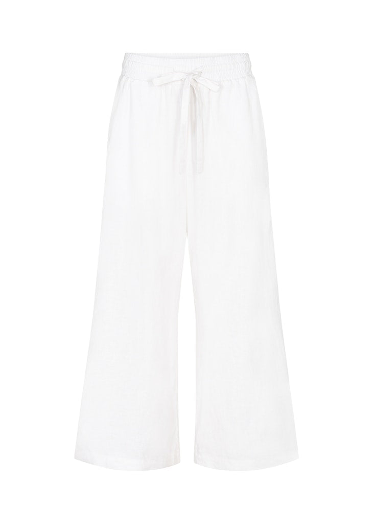 Ina Linen Mix Crop Trouser - White