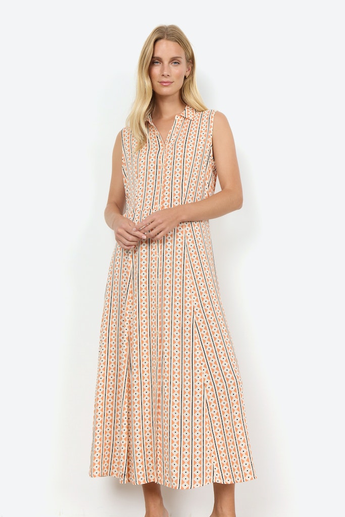 Elsia VNeck Print Maxi Dress - Papaya Combi