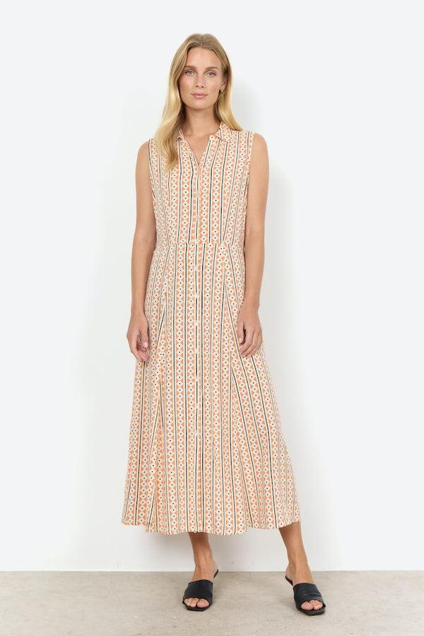 Elsia VNeck Print Maxi Dress - Papaya Combi