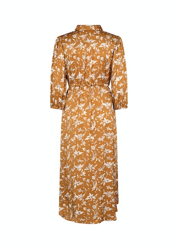 Moa Shirt Collar Print Dress - Golden Yellow