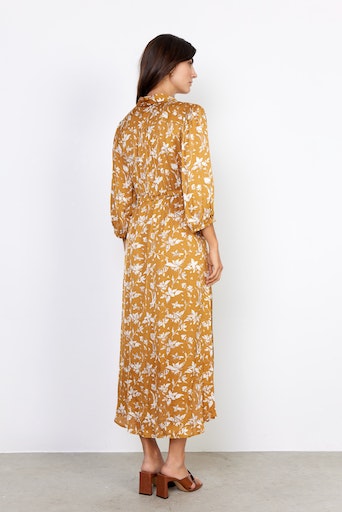 Moa Shirt Collar Print Dress - Golden Yellow