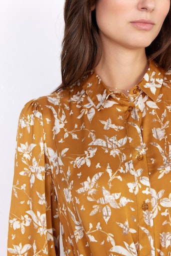 Moa Shirt Collar Print Dress - Golden Yellow