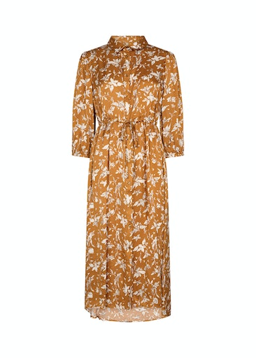 Moa Shirt Collar Print Dress - Golden Yellow