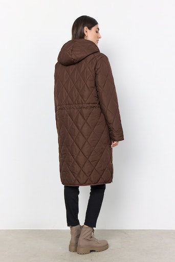 Fenya Hooded Quilted Jacket - Coffee