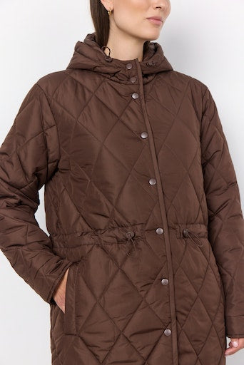 Fenya Hooded Quilted Jacket - Coffee