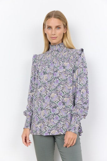 Adine Print Blouse - Lilac Breeze Combi