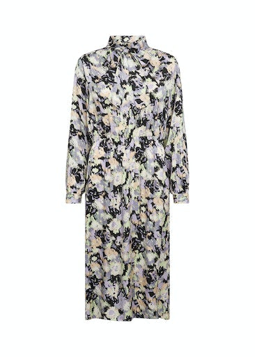 Adela High Neck Print Dress - Lilac Breeze Combi