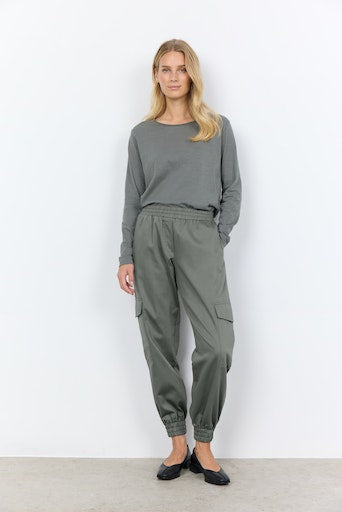 Side Pockets Cuff Trouser - Misty