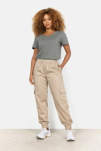 Side Pockets Cuff Trouser - Camel