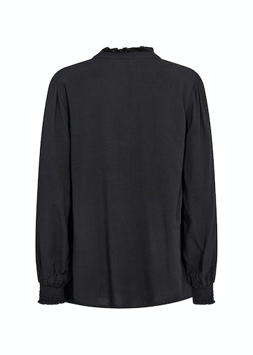 Radia Button Planket Blouse - Black