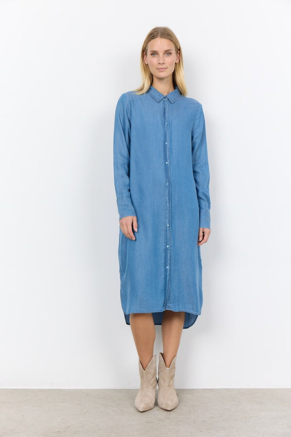 Liv 45 Button Dress - Medium Blue