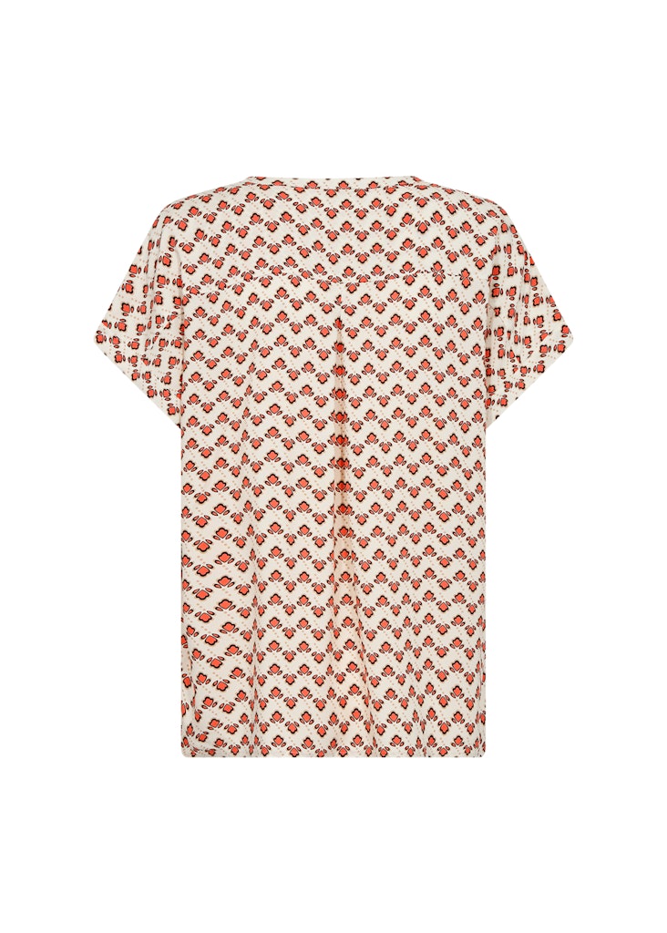 Dorella 1 Split Neck Print Blouse - Dusty Clay Combi