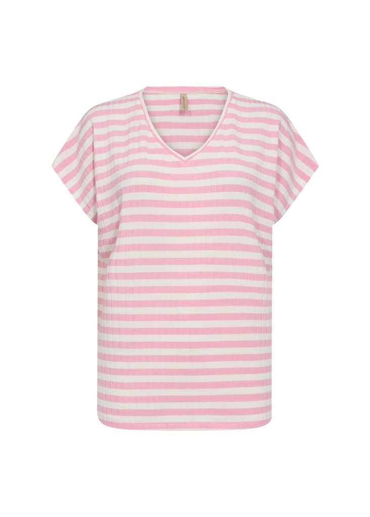 Kaiza3 V Neck Stripe T-Shirt - Pink Combi