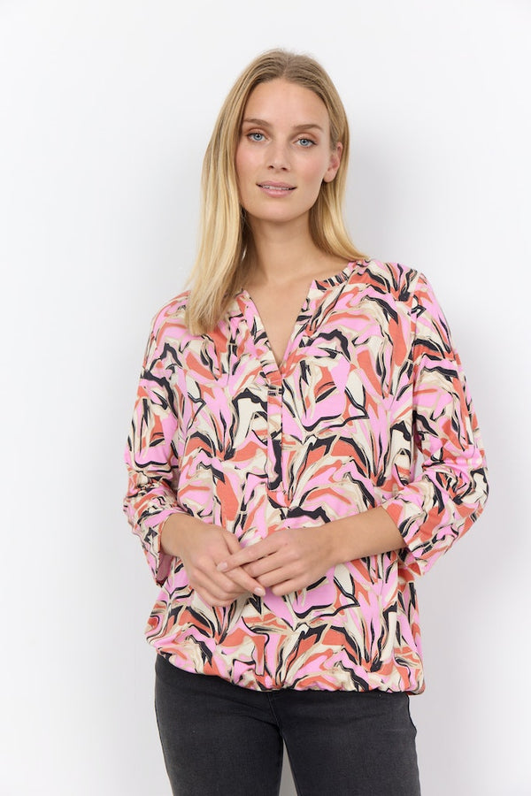 Marica 280 Print Blouse - Pink Combi