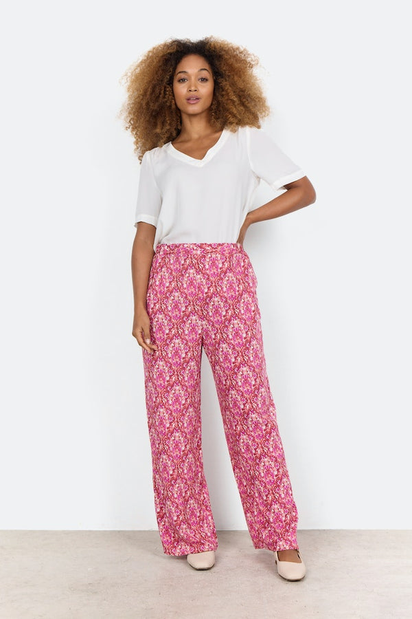 Dorte 3 Print Trousers - Pink Combi