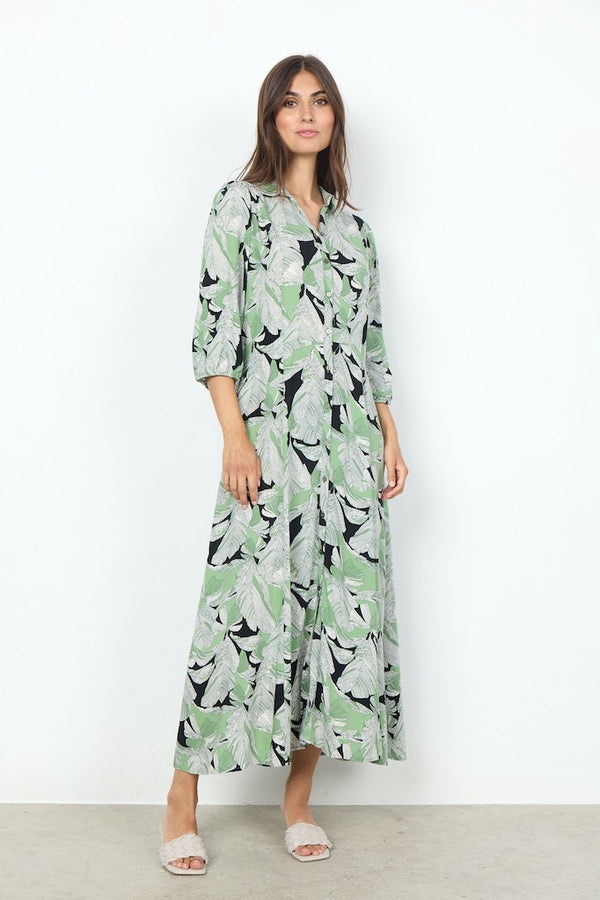 Dauphin 4 Split Neck Print Dress - Misty Combi