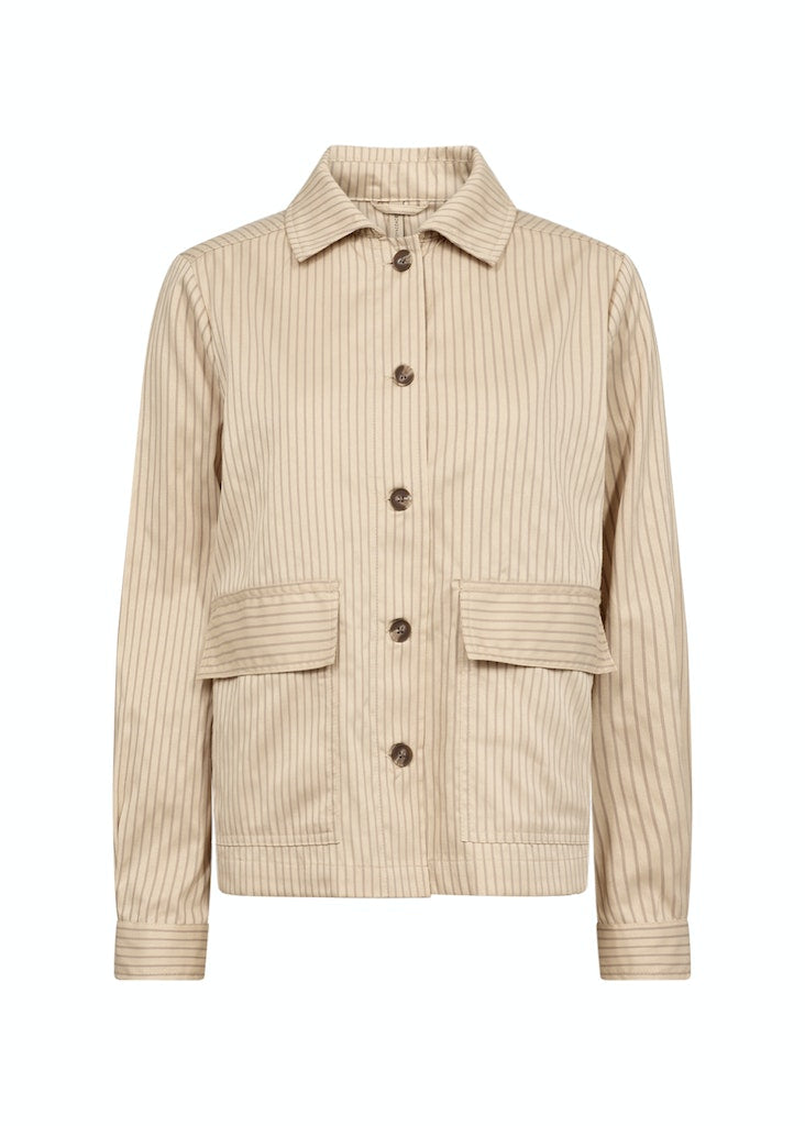 Dilys 1 Button Stripe Jacket - Sand