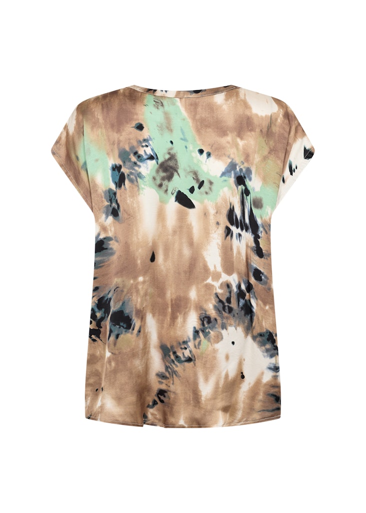 Dona 1 Split Neck Tie Dye Blouse - Camel