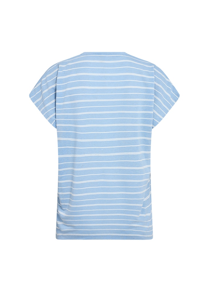 Defene1 VNeck Stripe T-Shirt - Crystal Blue Melange