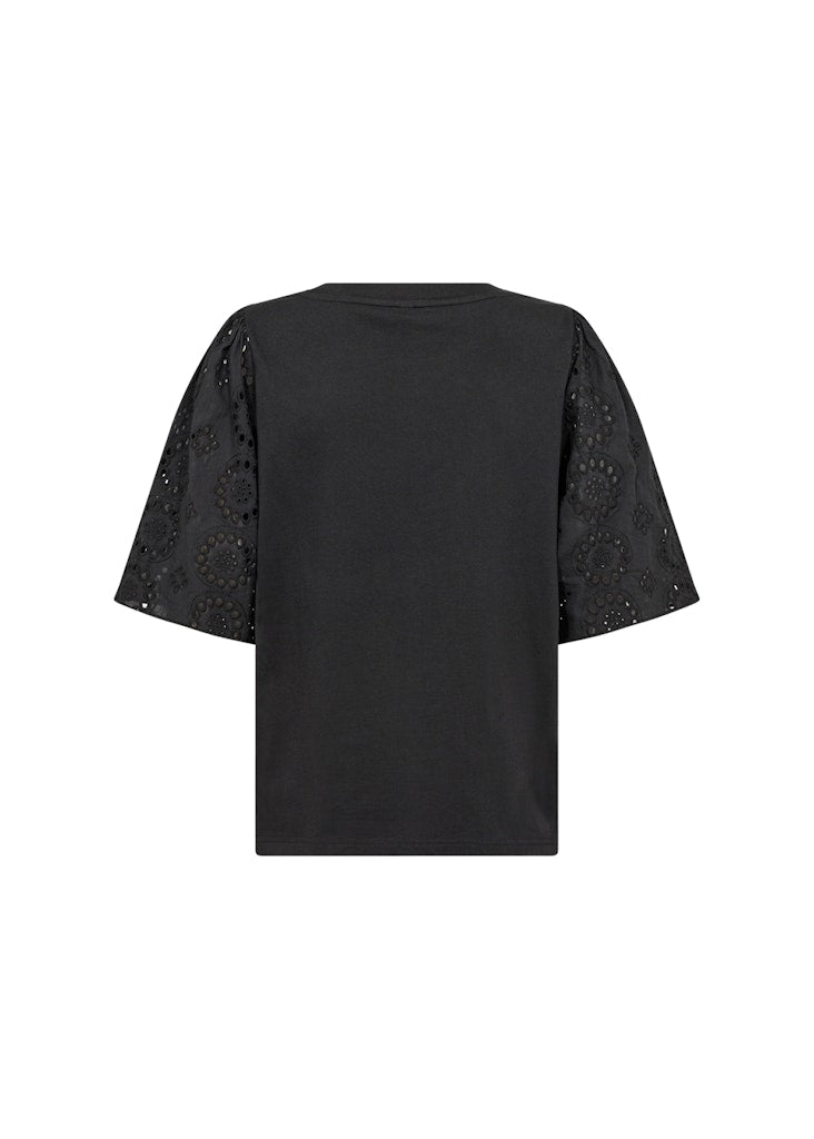 Loraine 3 Embroidered Sleeve Blouse - Black