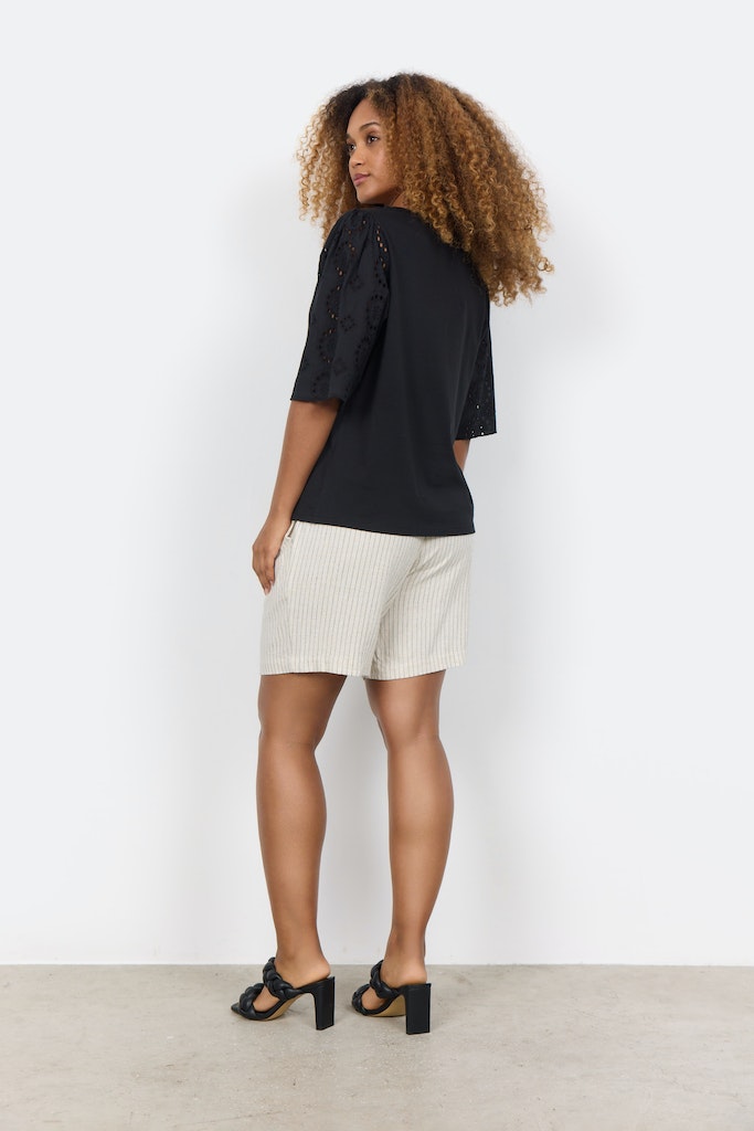 Loraine 3 Embroidered Sleeve Blouse - Black