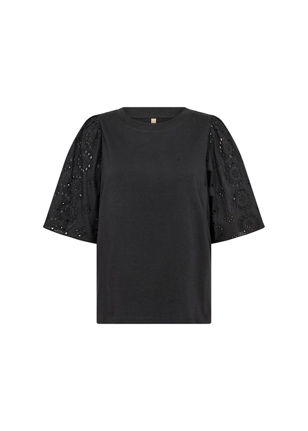 Loraine 3 Embroidered Sleeve Blouse - Black