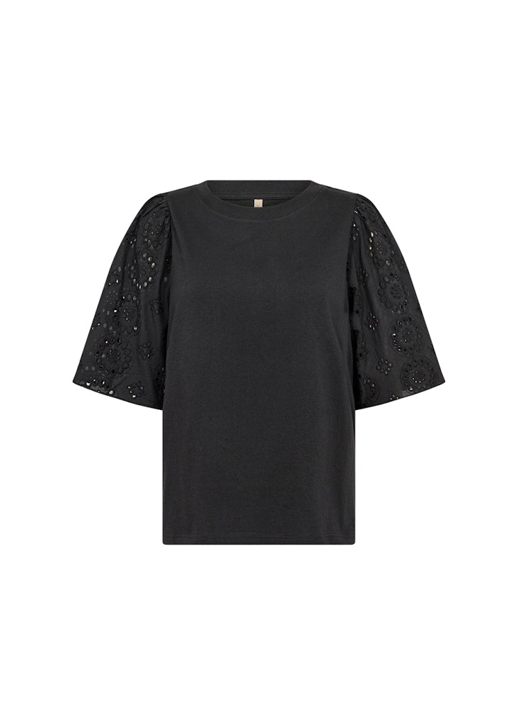 Loraine 3 Embroidered Sleeve Blouse - Black