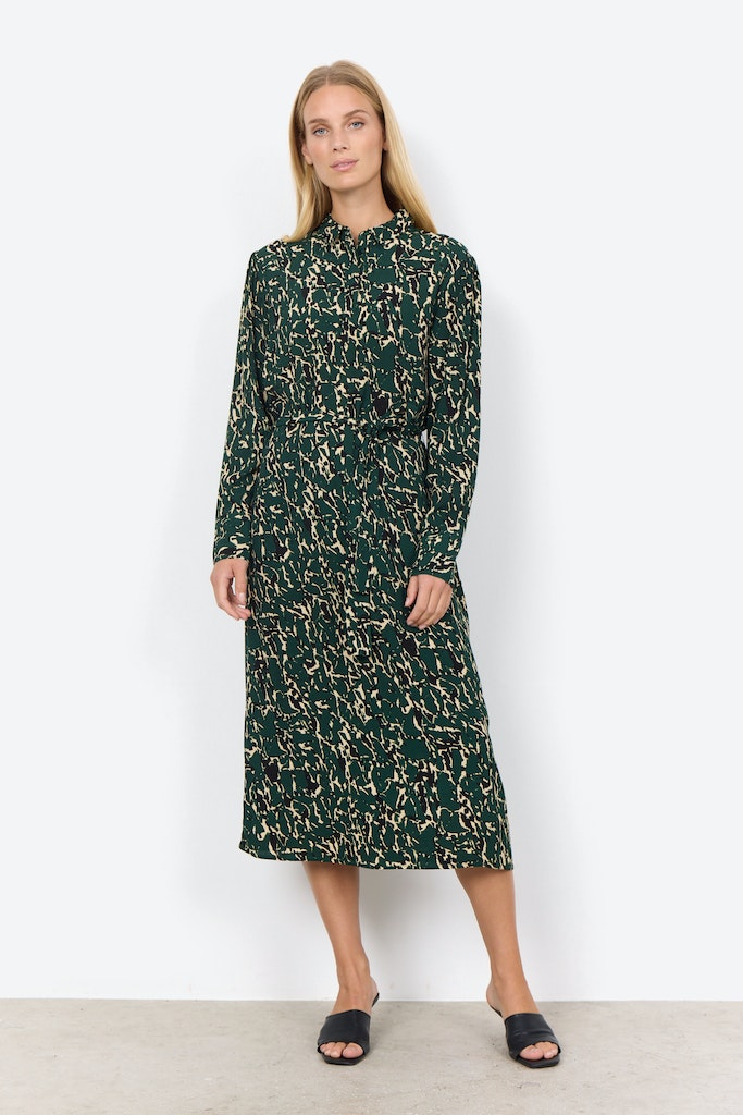 Vickie Print Dress - Dark Pine