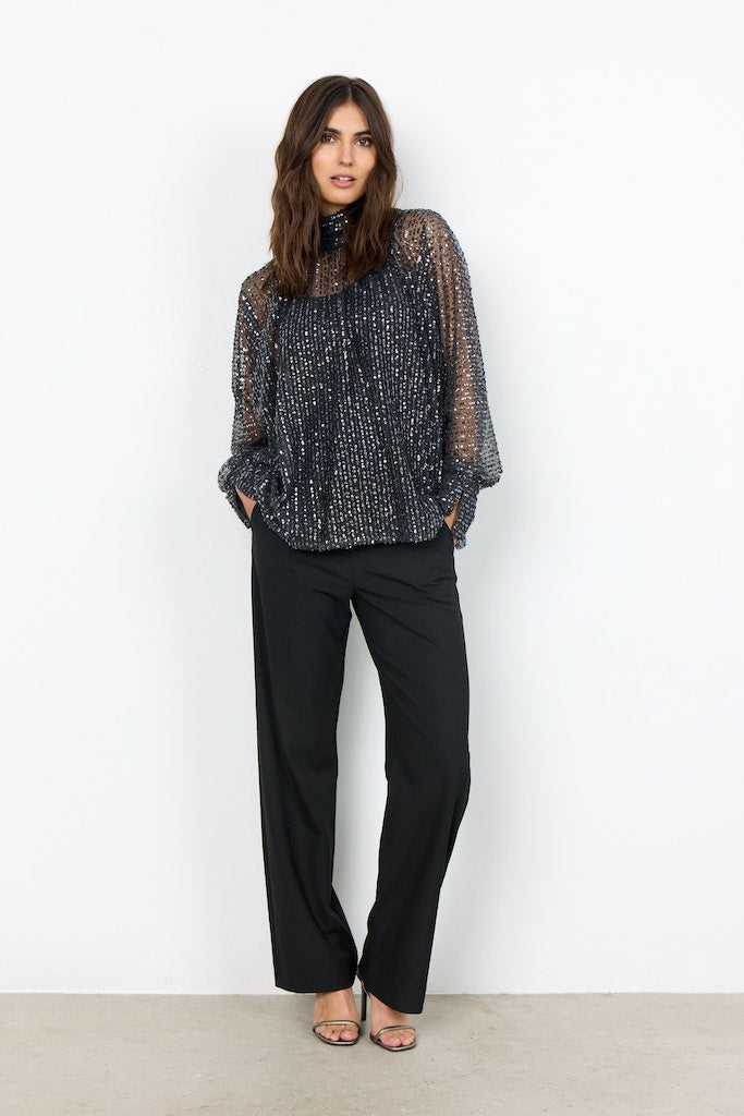 Viol RhinestoneDetail Blouse - Dark Earth