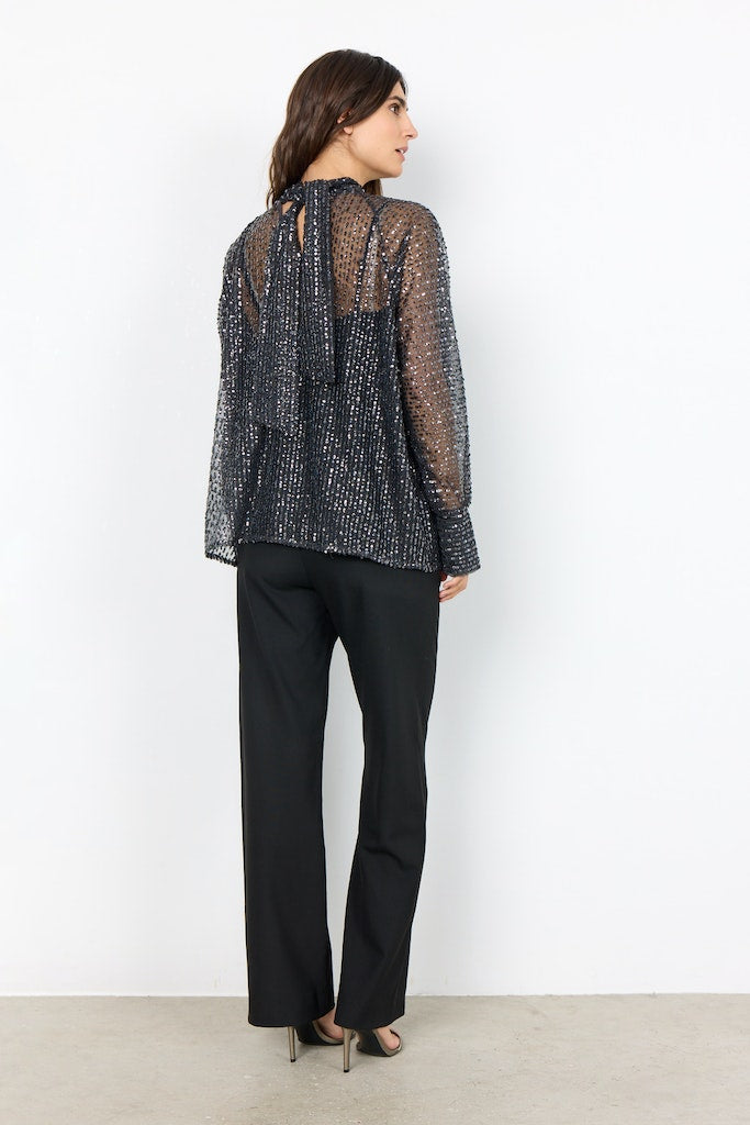 Viol RhinestoneDetail Blouse - Dark Earth