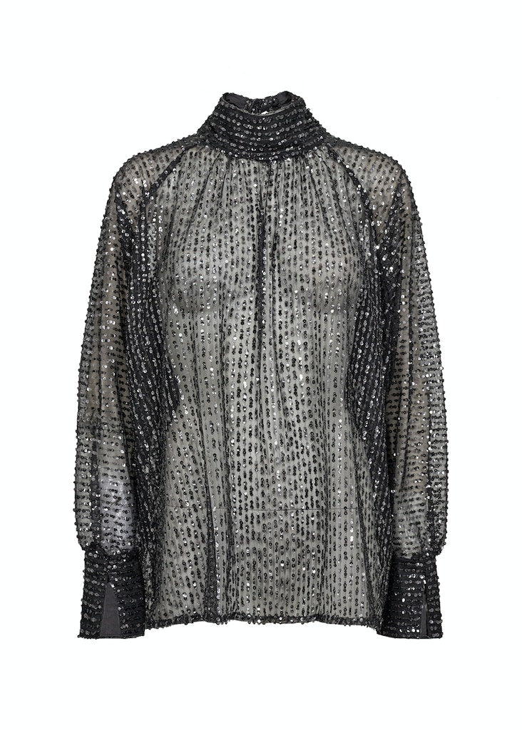 Viol RhinestoneDetail Blouse - Dark Earth