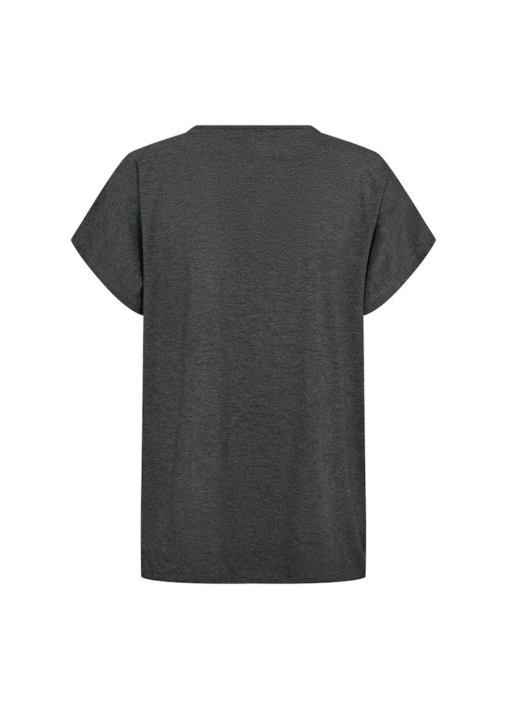 Marica V Neck T-Shirt - Dark Grey Melange