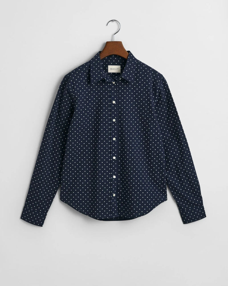 Regular Fit Dot Print Voile Shirt - Evening Blue